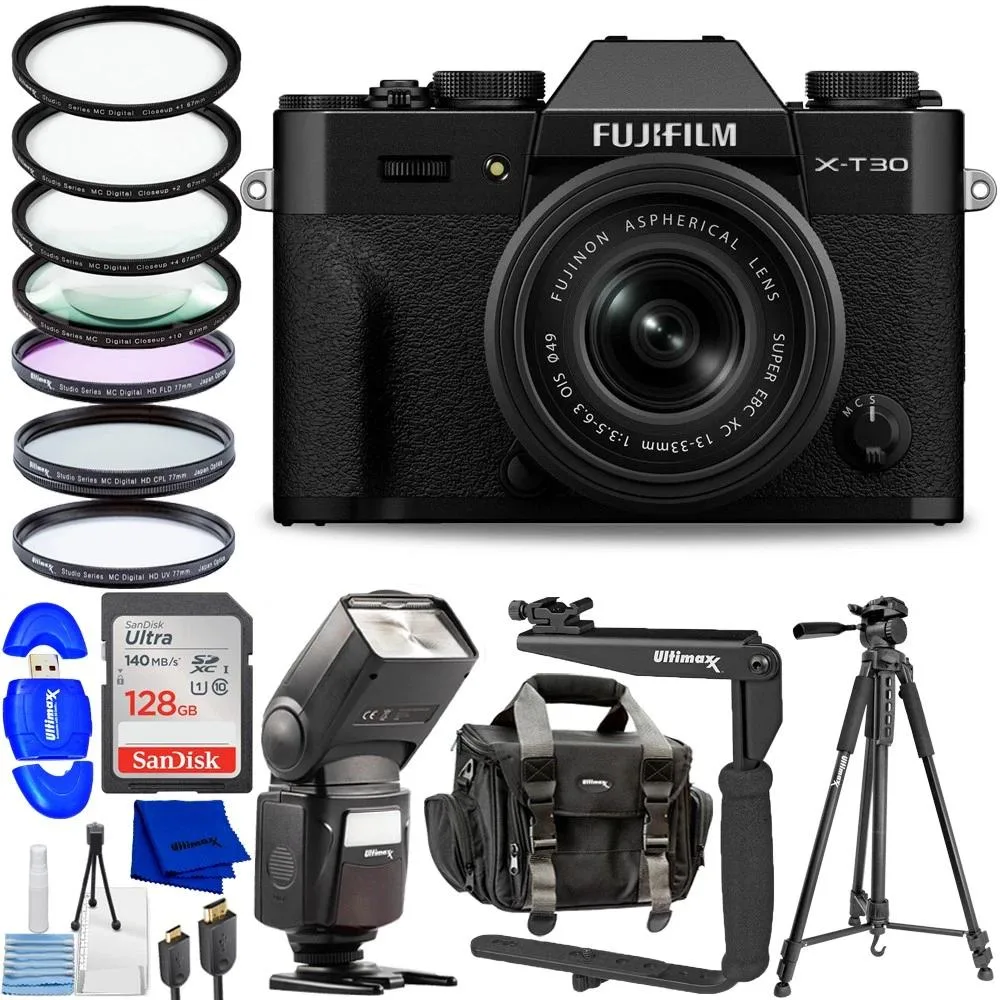 FUJIFILM FUJIFILM X-T30 III compact mirrorless camera 13-33mm lens Black Filter Bundle — product photo