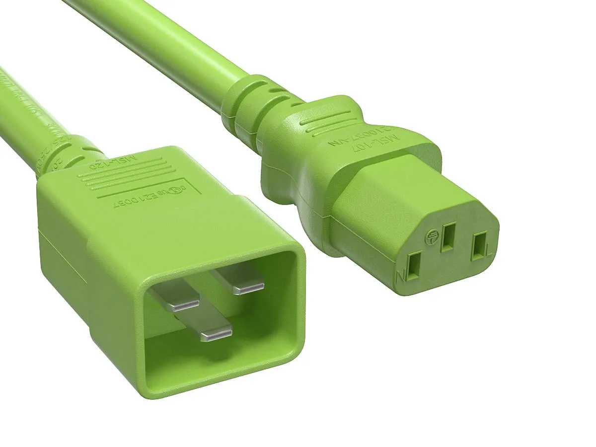 Cable Leader Cable Leader 6ft C20 to C13 Heavy Duty Extension Cord 14 AWG 15A 250V Green — product photo