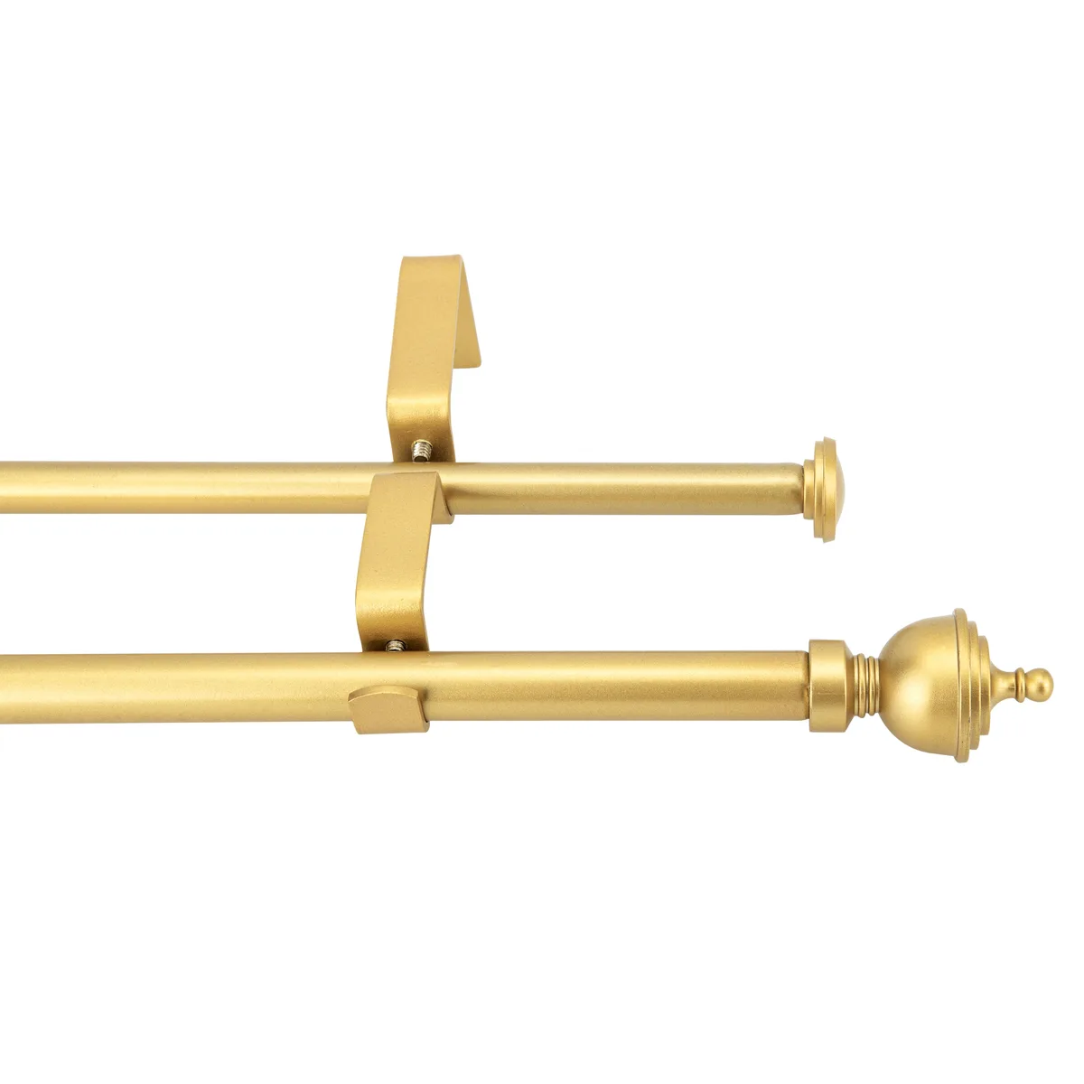 Not Avail Not Avail 5/8" Double Curtain Rod Royale Finials Gold 48-84 window treatment — product photo