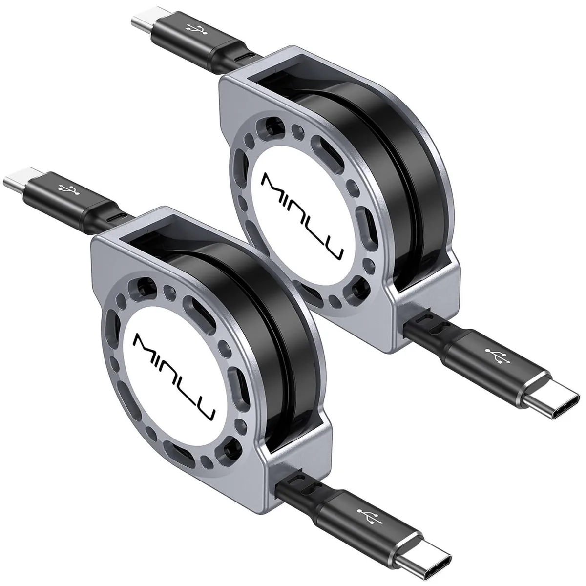 PISKEKAT PISKEKAT 100W Retractable USB-C to USB-C Cable 2-Pack 4ft — product photo