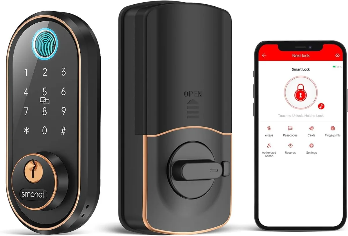 SMONET SMONET Y1-FP-Bronze Smart Door Lock Bronze Bluetooth IP63 1.98 lb — product photo