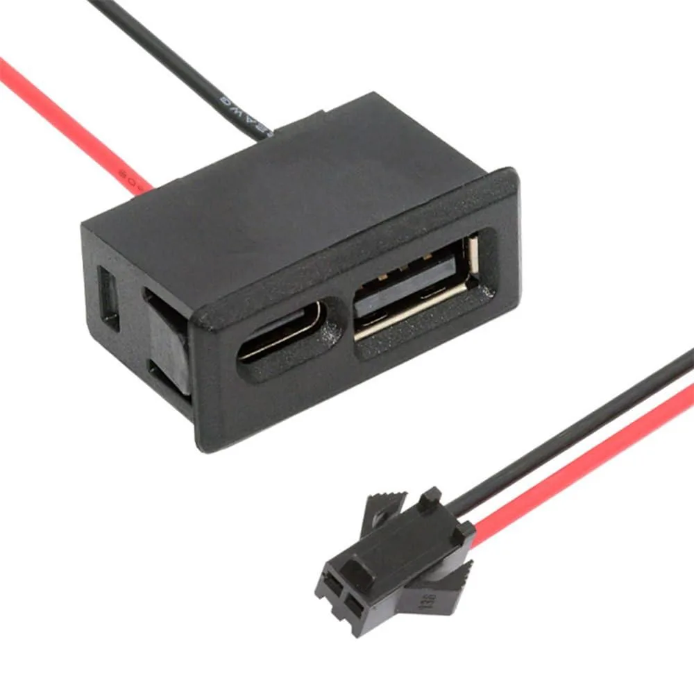 Fervit Fervit Type-A &amp; Type-C Female to 2-Pin Header Cable 2.54mm Pitch USB 2.0 480Mbps 5V/20V 65W PD — product photo