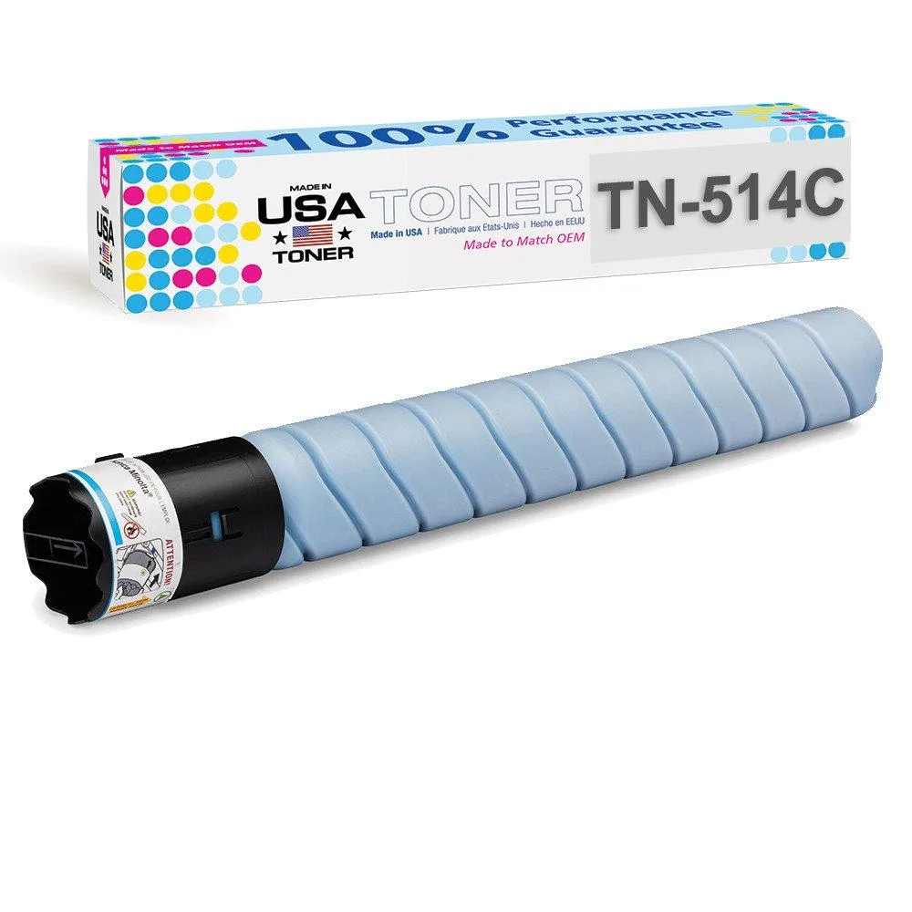 MADE IN USA TONER MADE IN USA TONER TN514C Cyan Toner Cartridge for Bizhub C458 C558 C658 — product photo