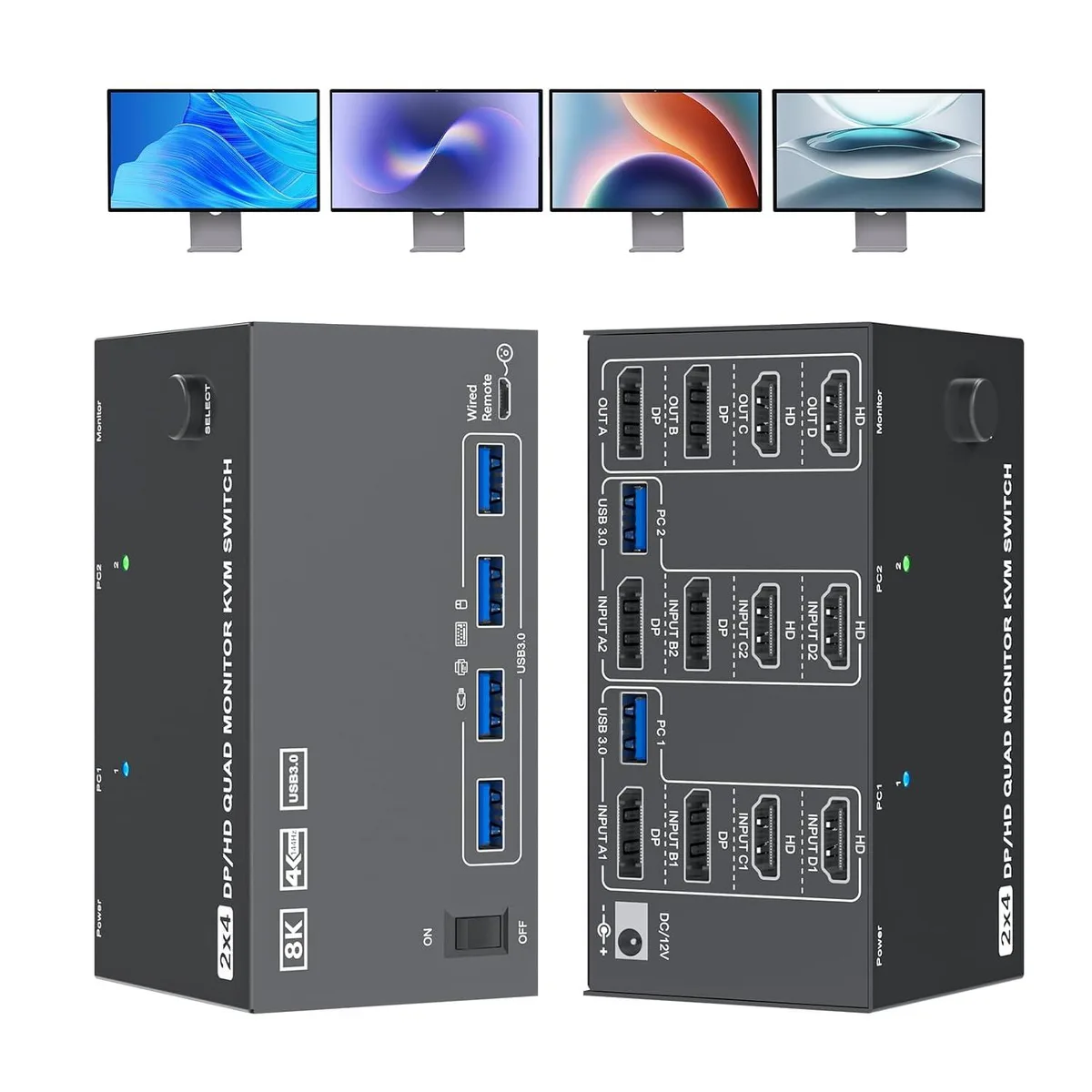 AUTYUE AUTYUE 2 HD-MI + 2 DP Quad Monitor KVM Switch — product photo