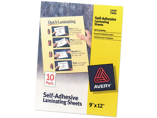 Avery Avery 73603 Self-Adhesive Laminating Sheets 9 x 12 10 Pack — product photo