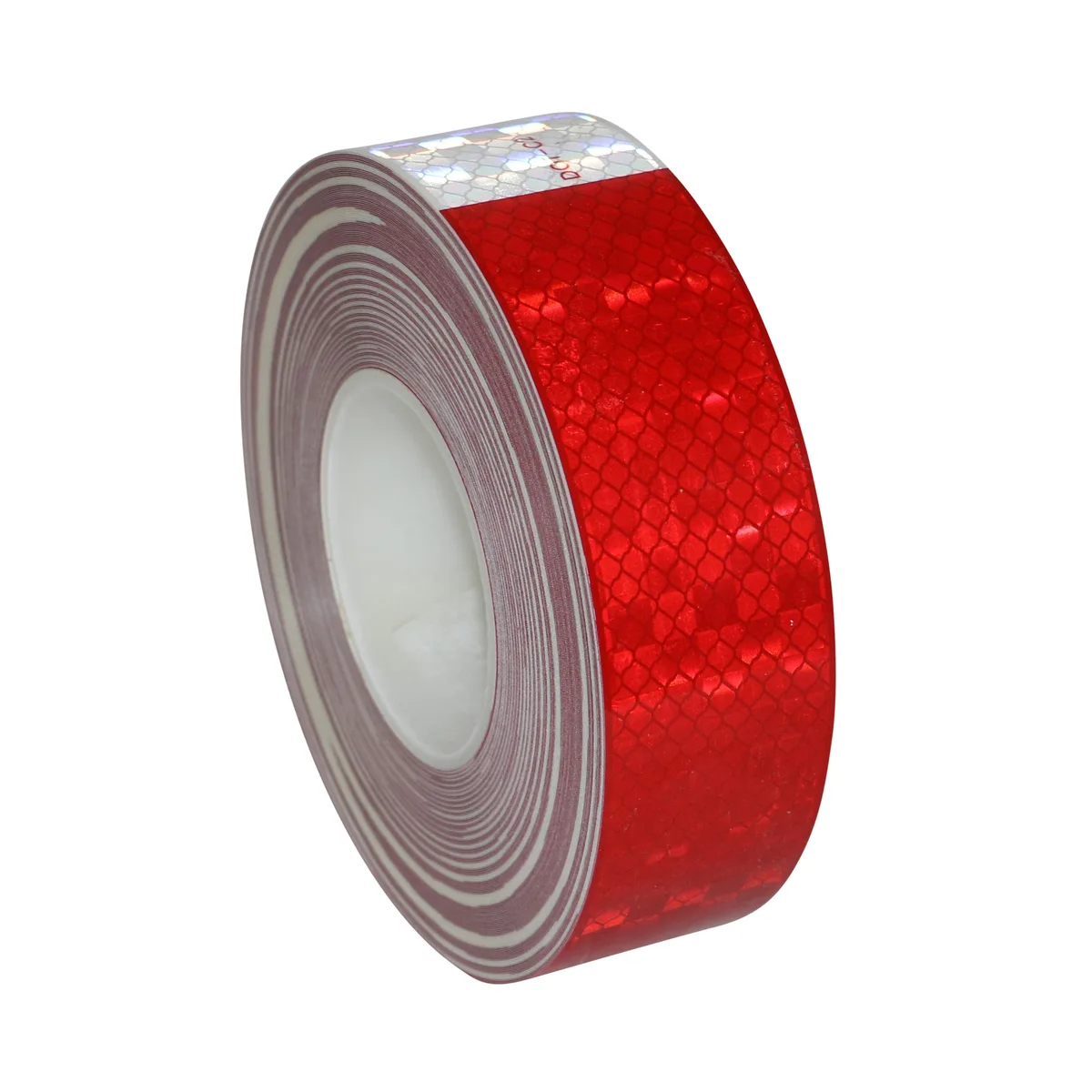 Red and white honeycomb reflective tape roll, 2 inches wide
