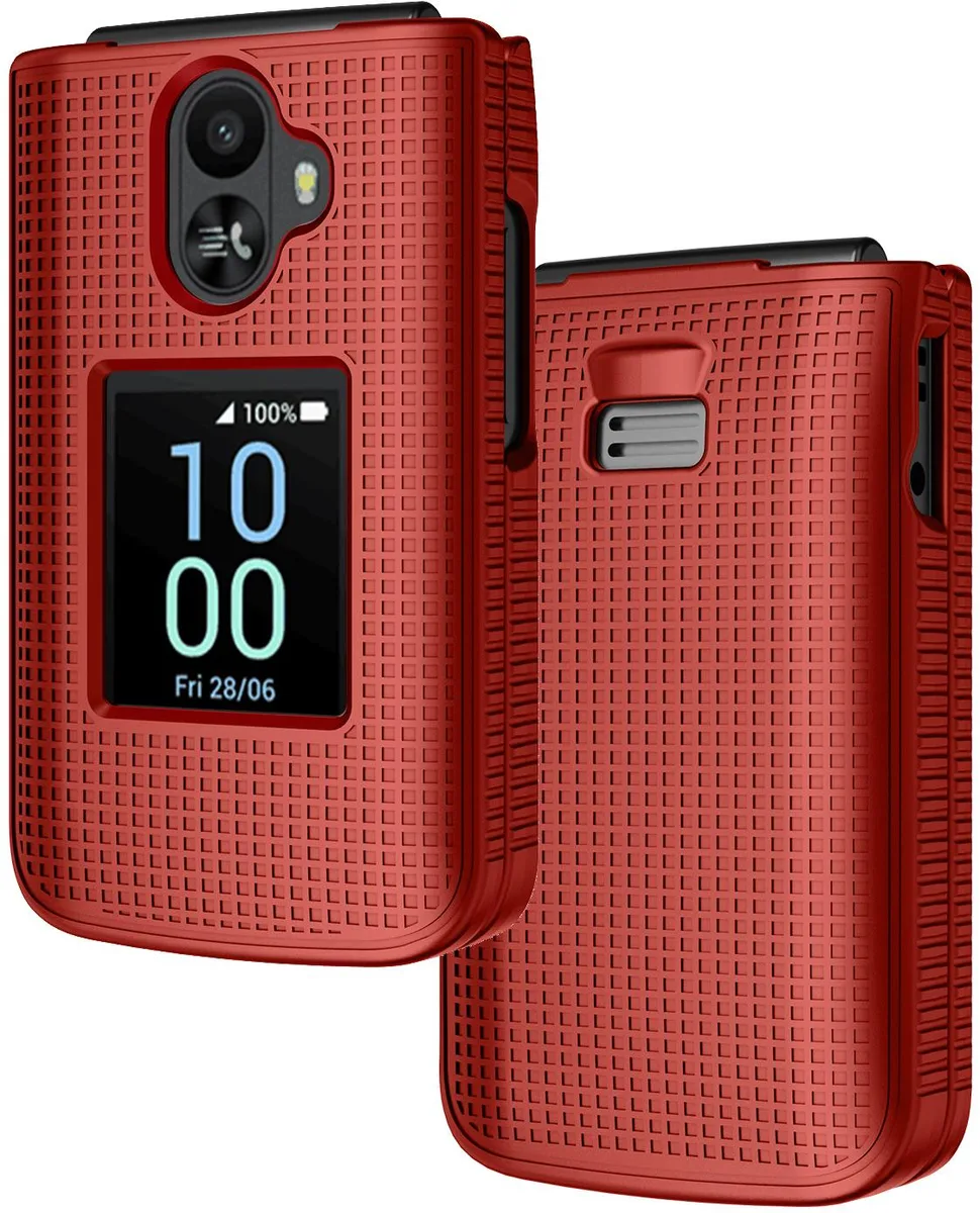 Nakedcellphone Nakedcellphone Grid Texture Hard Case for TCL Flip 3 (2024, T435) - Bold Red — product photo