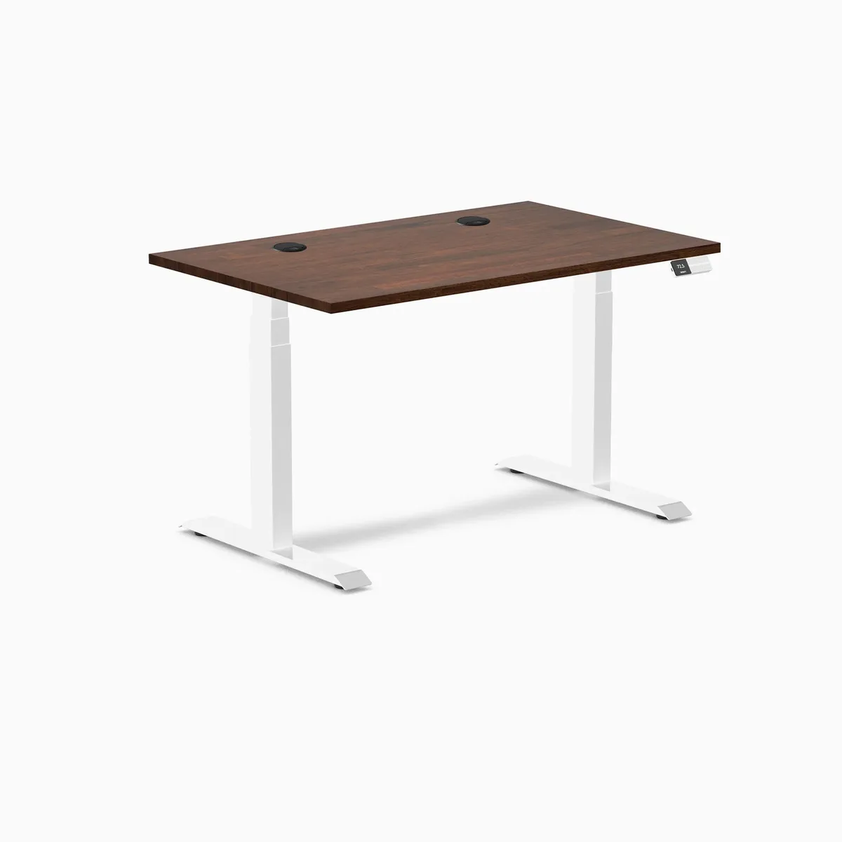 Desky Desky Dual Rubberwood Sit Stand Desk Red Walnut 48 x 30 inches White Frame — product photo