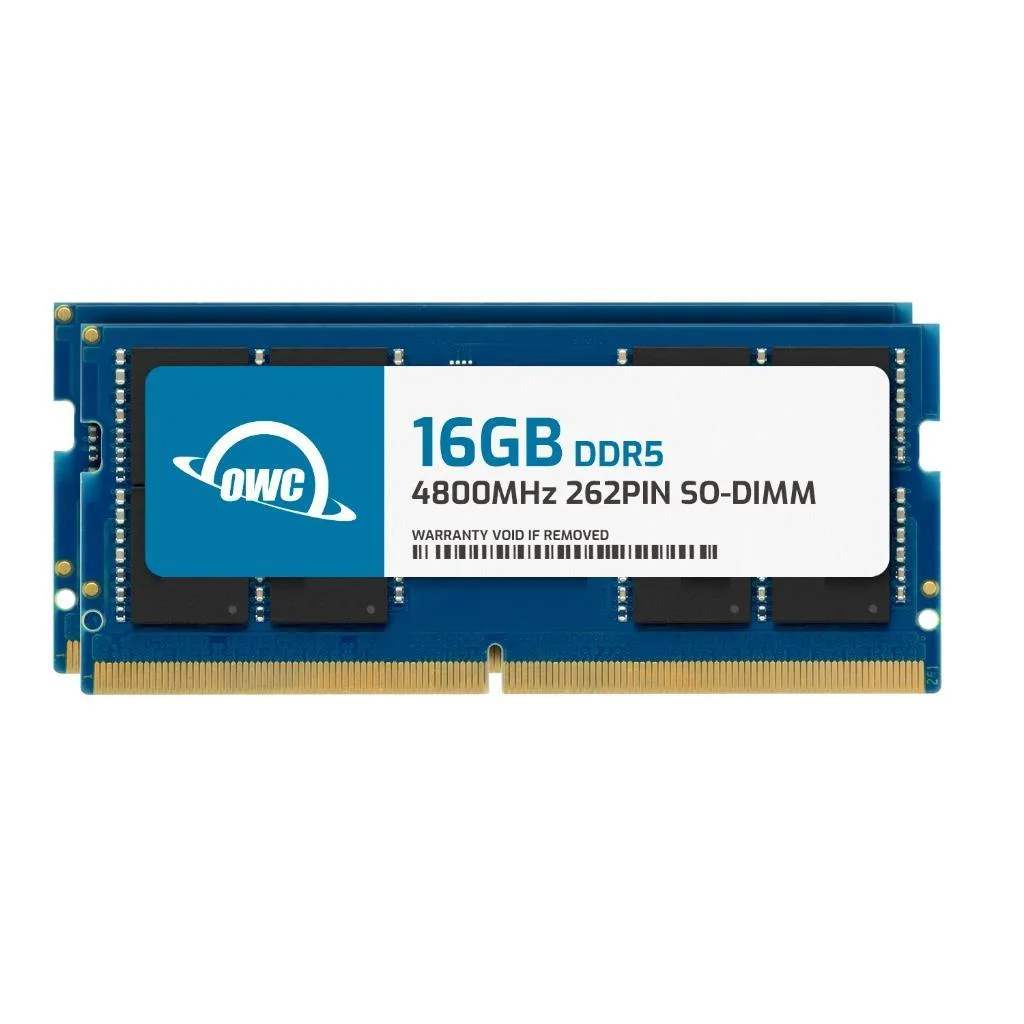 OWC OWC 32GB (2x16GB) DDR5 4800 CL40 262-pin 1.1V Non-ECC SODIMM laptop RAM — product photo