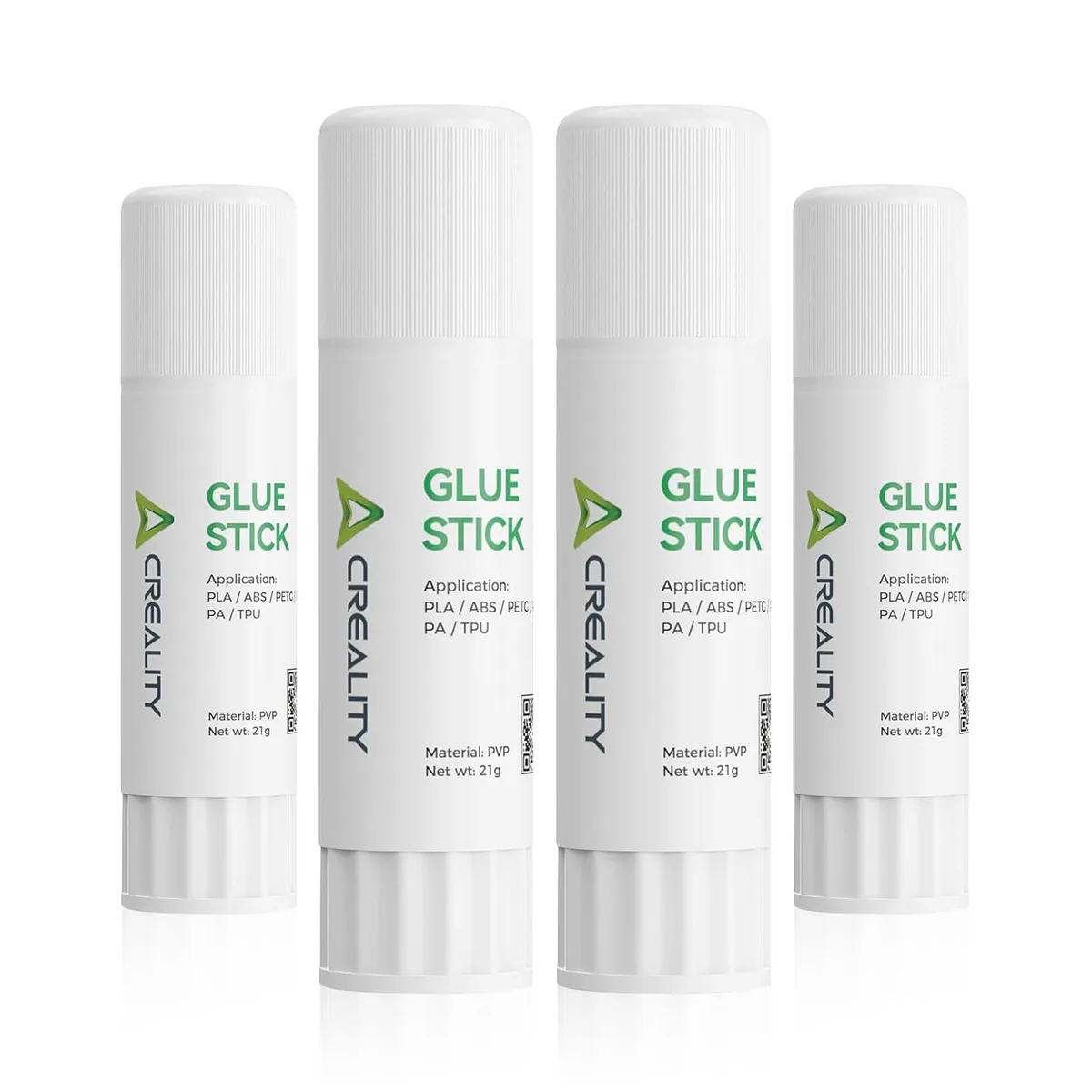 Four clear Creality glue sticks in a pack