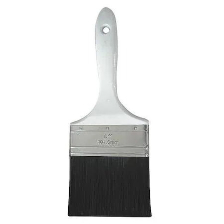 Four-inch flat sash brush with black polyester bristles and white plastic handle