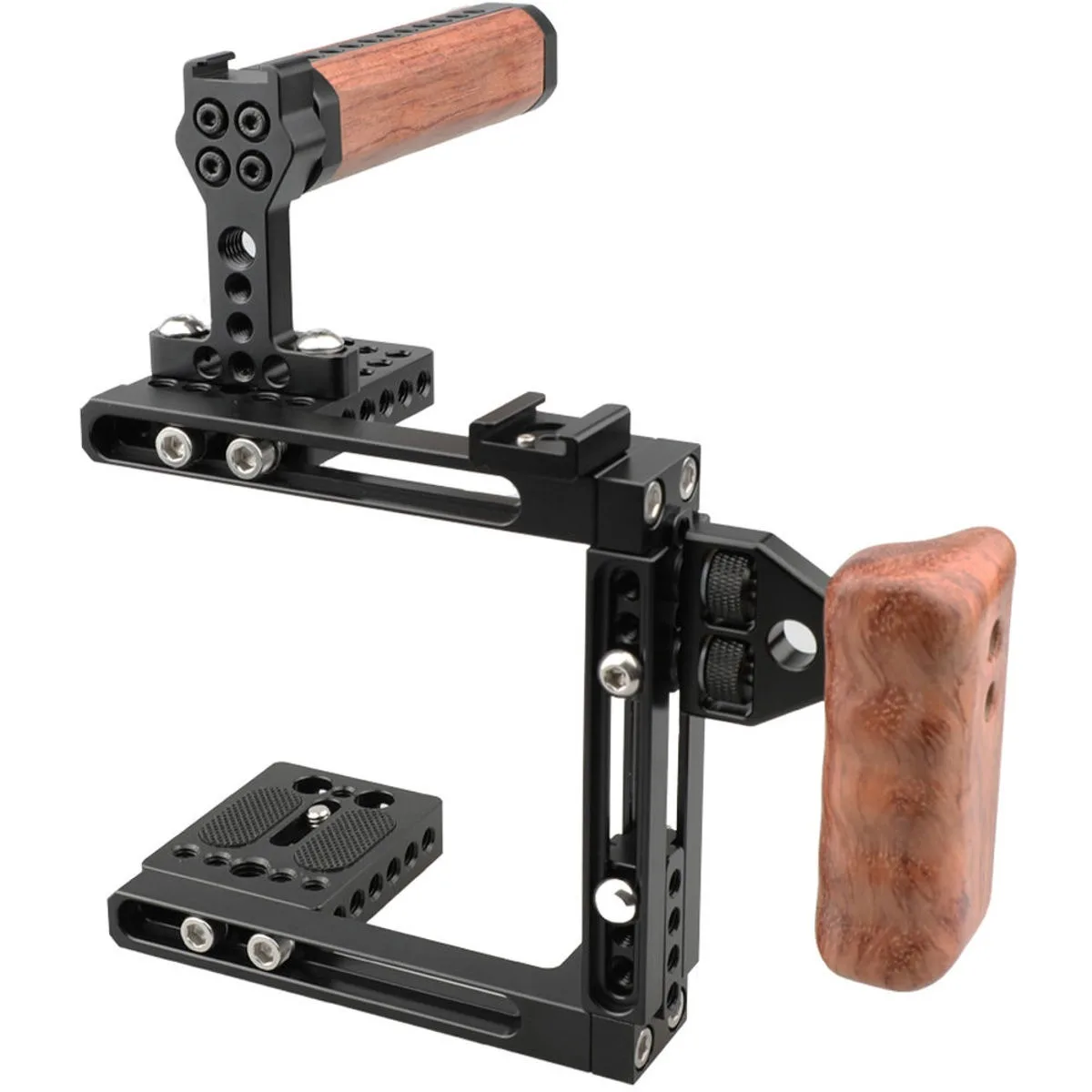Camvate Camvate Dual-use Adjustable Cage with Wood Grip, Universal camcorder accessory — product photo