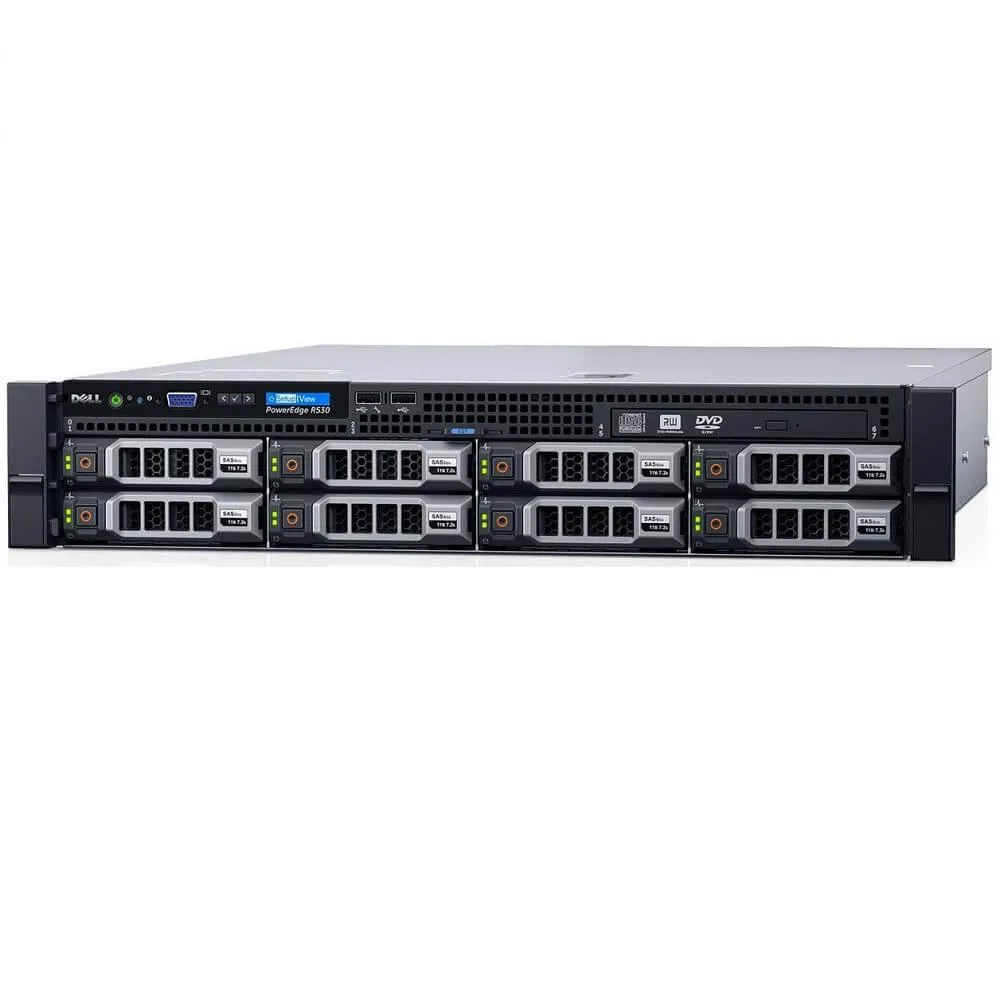 Silver 2U rack server with eight front 3.5 inch drive bays