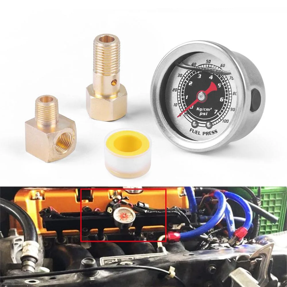 Dyno Racing Dyno Racing Fuel Pressure Gauge Black Honda Civic CRX Acura Mitsubishi Eclipse — product photo