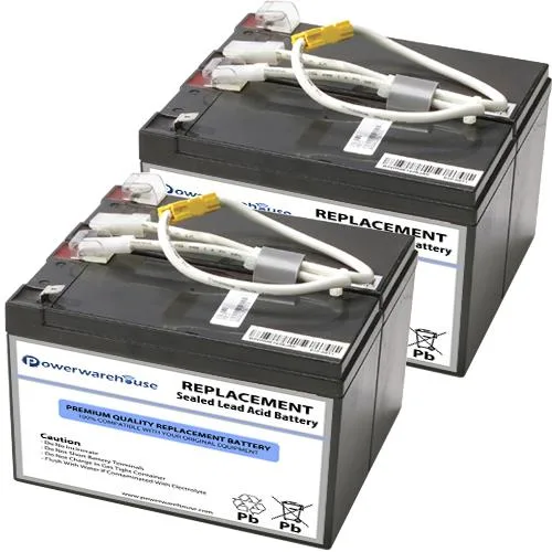 Two sealed lead-acid batteries in cartridge form, black plastic housing, 12V 57 type
