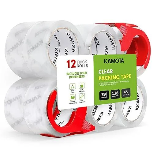  Tape 12 Rolls 1.88in 65yd 780yd 2 Dispensers — product photo