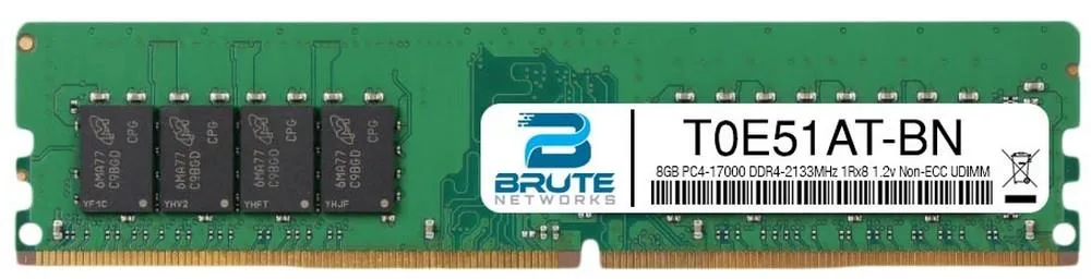 Brute Networks Brute Networks HP Compatible 8GB DDR4-2133 CL15 1Rx8 1.20V Non-ECC UDIMM T0E51AT — product photo