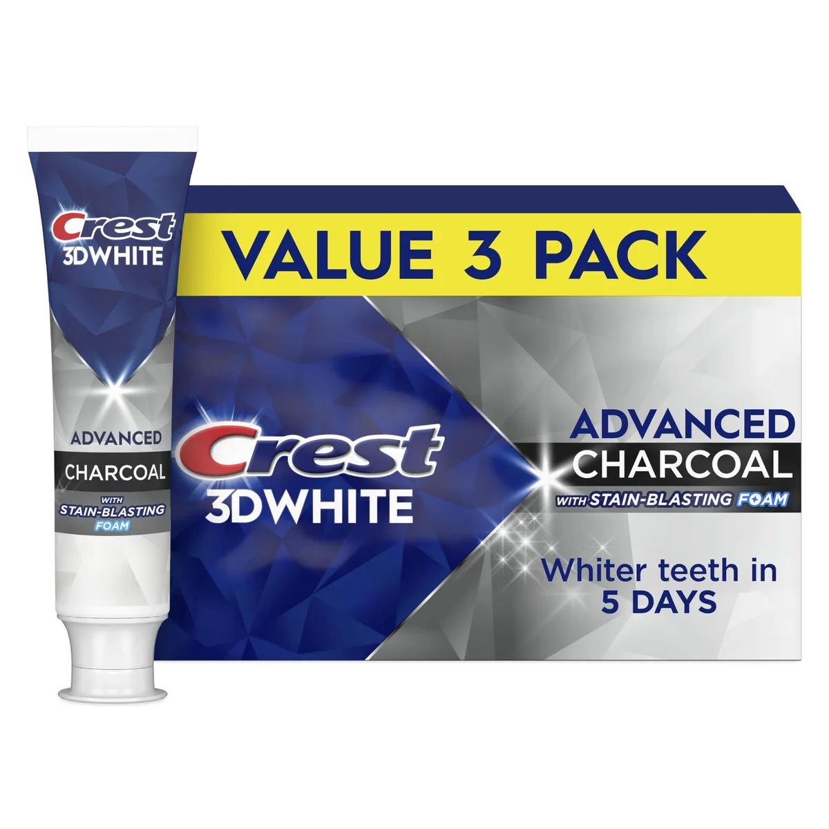 Three white toothpaste tubes in a rectangular box