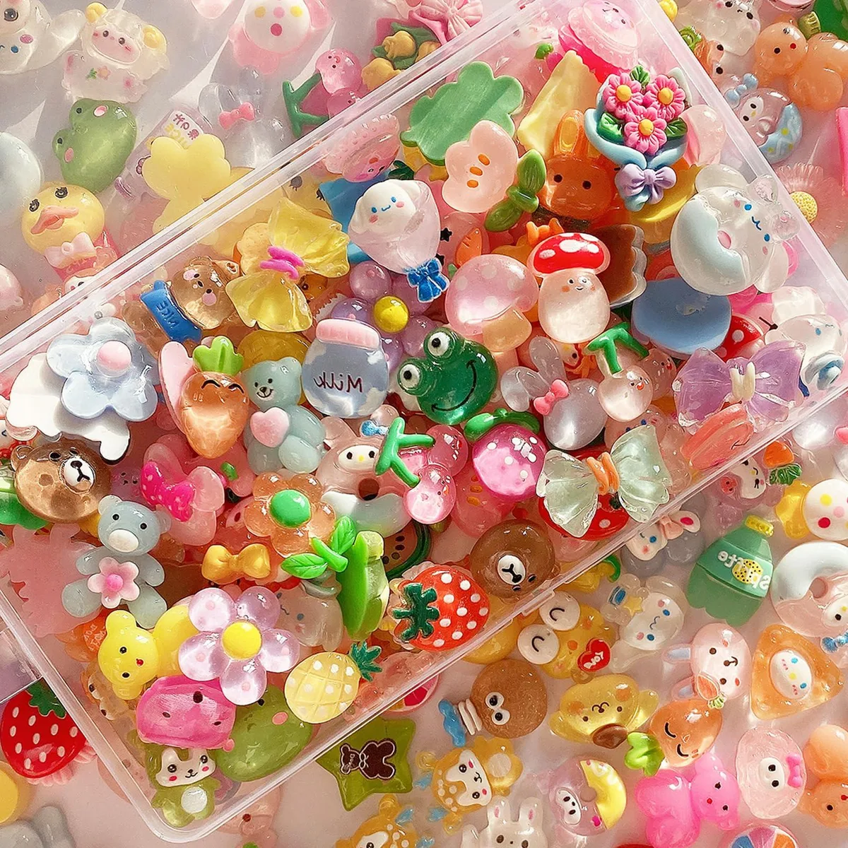 Sixty small colourful resin shapes 15 to 30 mm flat backs no holes
