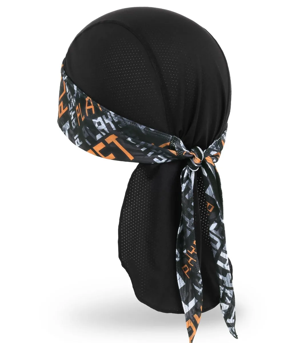 MELASA HDM-001 Skull Cap Helmet Liner Black Orange Print — product photo