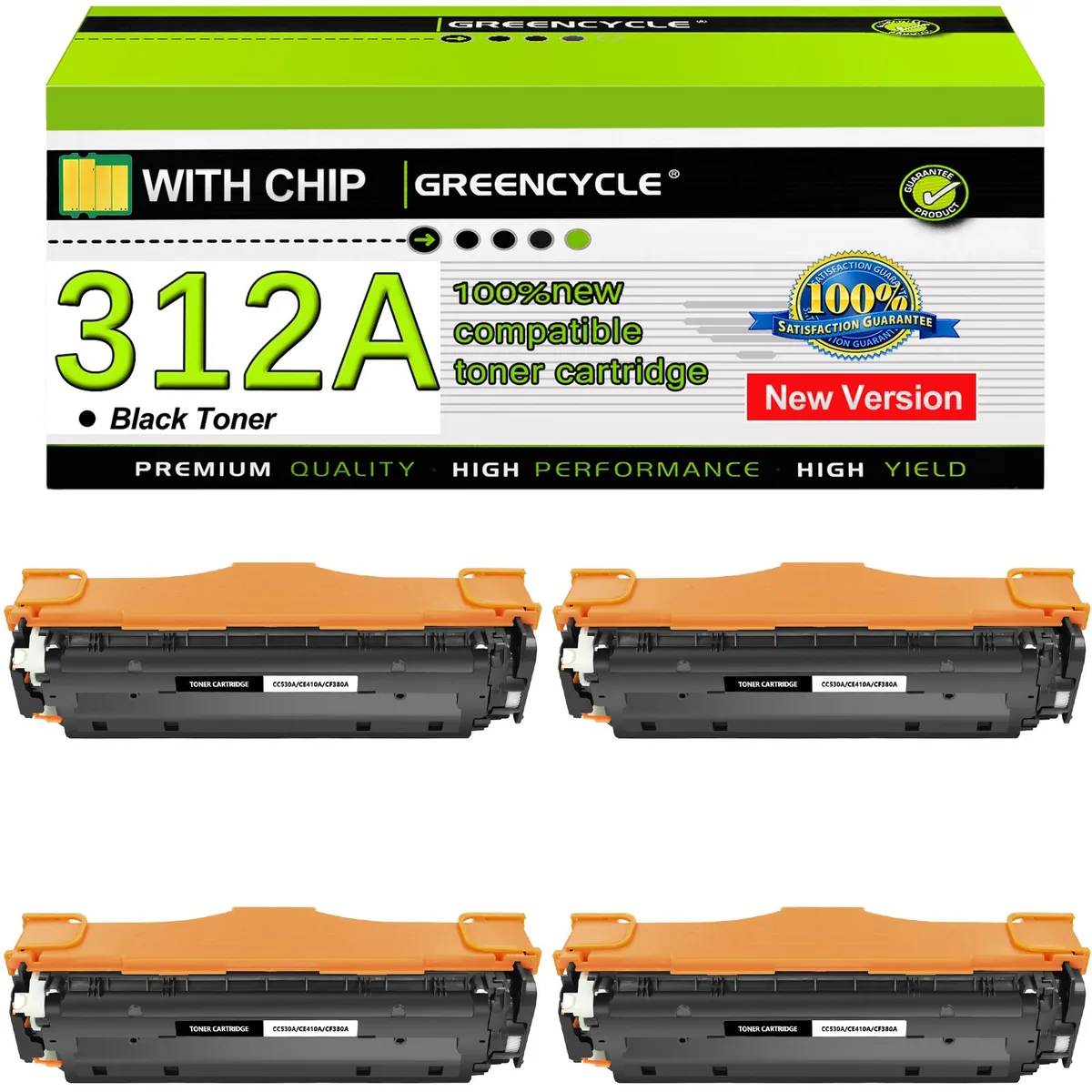 GREENCYCLE GREENCYCLE 4 Pack 312A CF380A Black Compatible Toner Cartridge — product photo