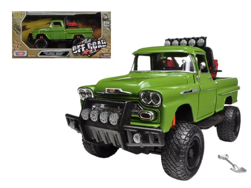 MOTORMAX MOTORMAX 1958 Chevrolet Apache Fleetside Pickup Truck Off Road Green 1/24 Diecast Vehicle — product photo
