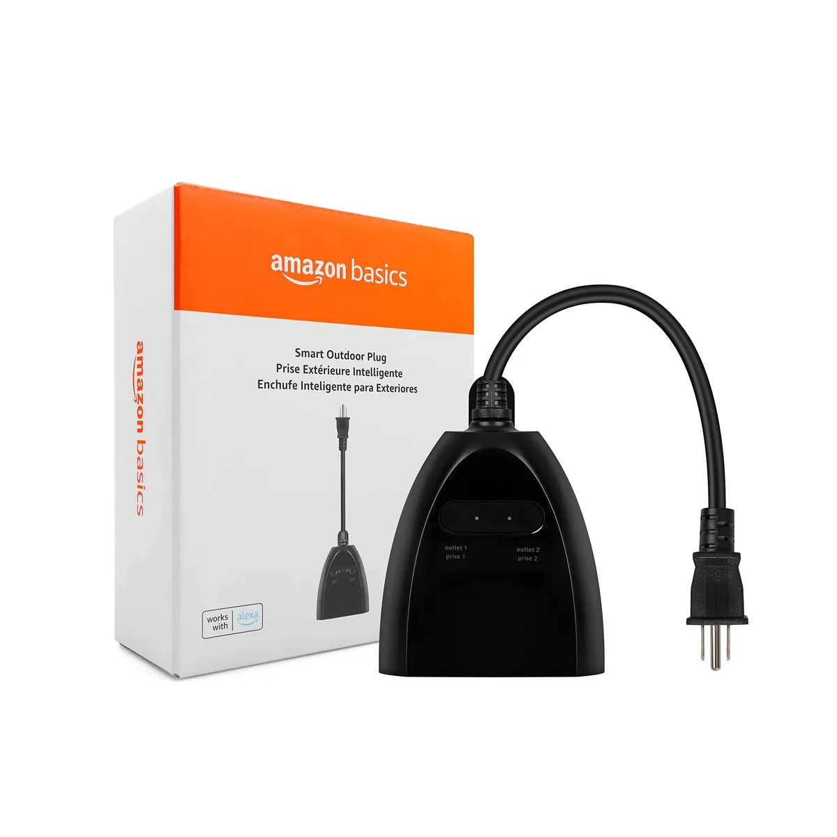  TP-LINK HPPA52CWBAMZ outdoor smart plug 2 outlets IP65 2.4 GHz Wi-Fi Alexa only white — product photo