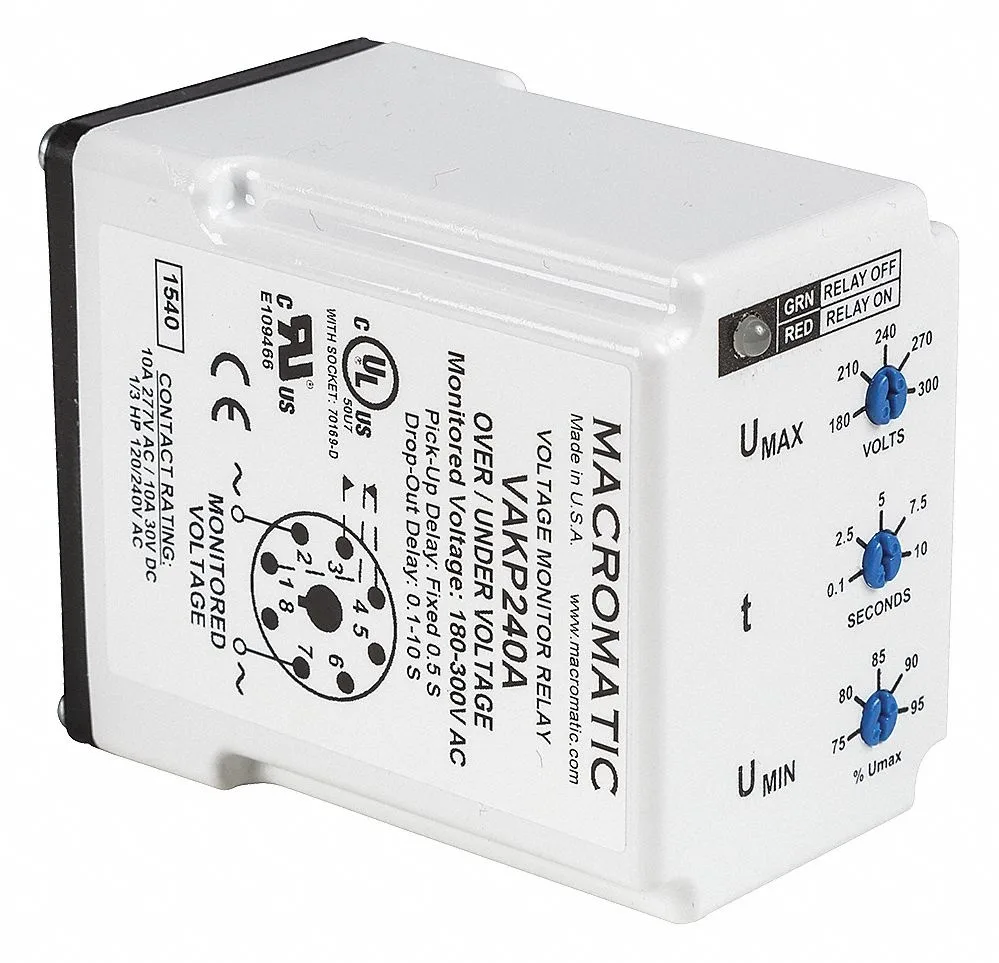 Macromatic Macromatic VAKP240A Voltage Sensing Relay, Octal Base, 240V AC, 8 Pins — product photo