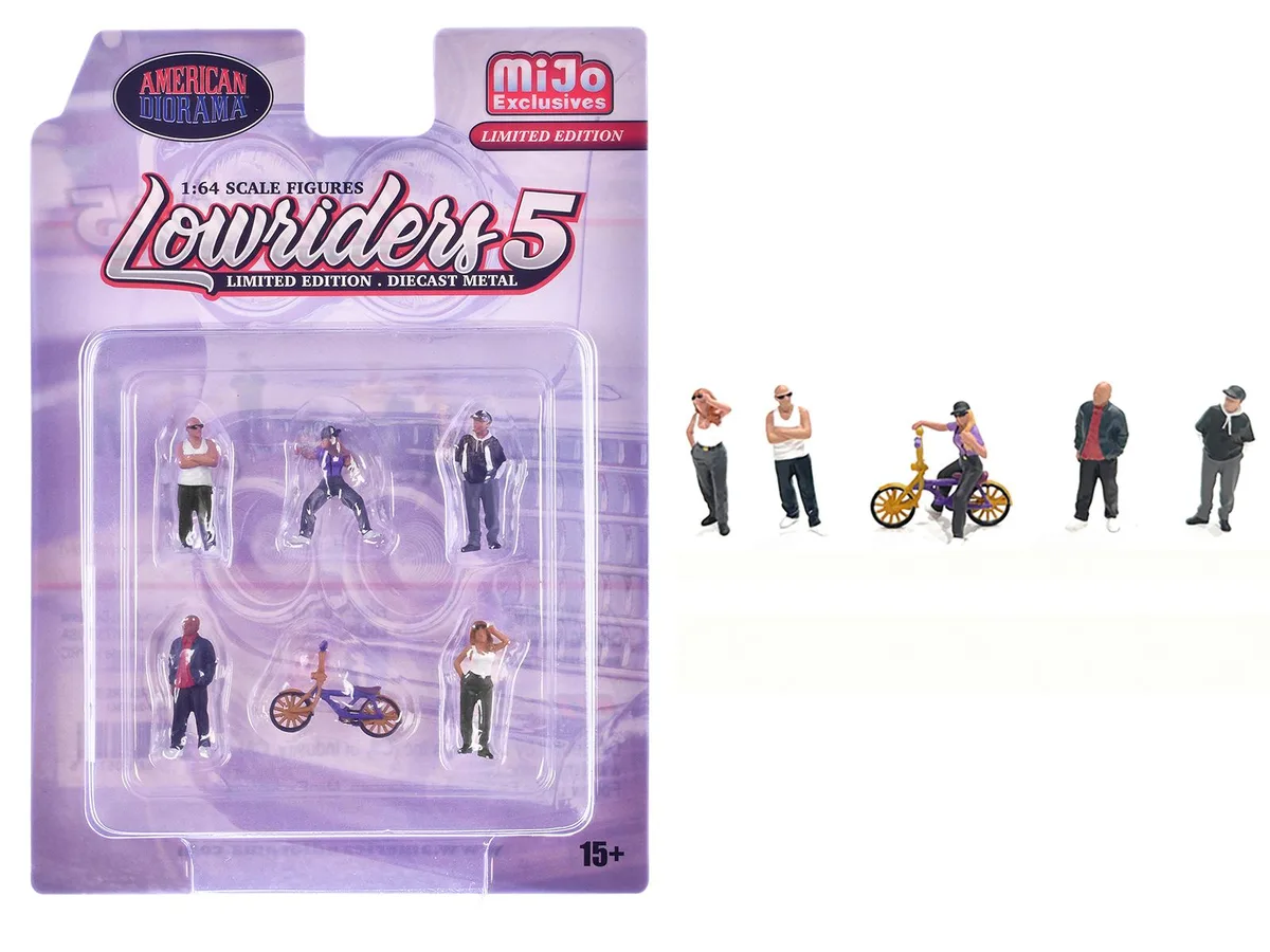 American Diorama American Diorama "Lowriders #5" 6-Piece Diecast Figure Set 1/64 Scale — product photo