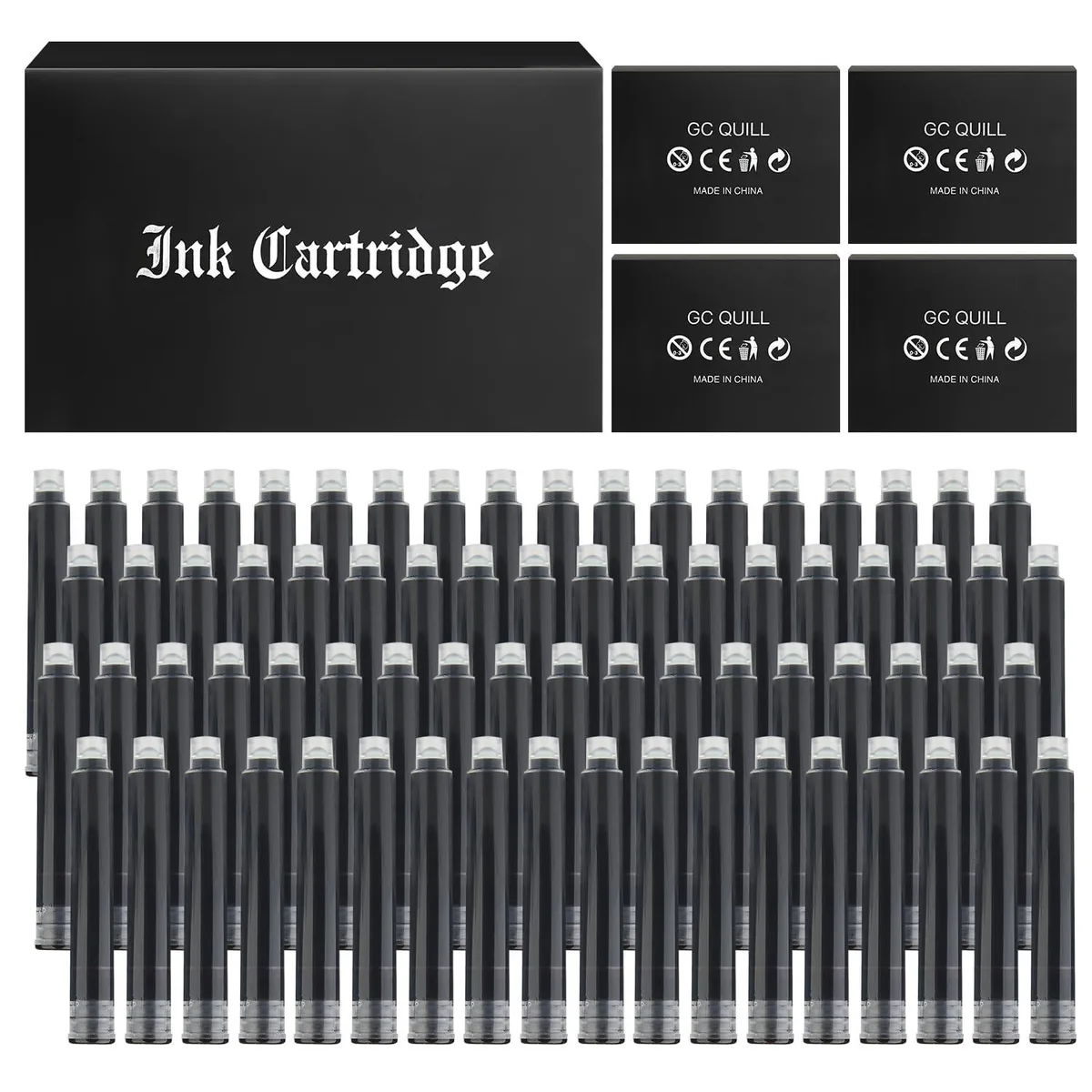  GC QUILL Fountain Pen Ink Cartridges 3.4mm Bore 72 Pack Black — product photo