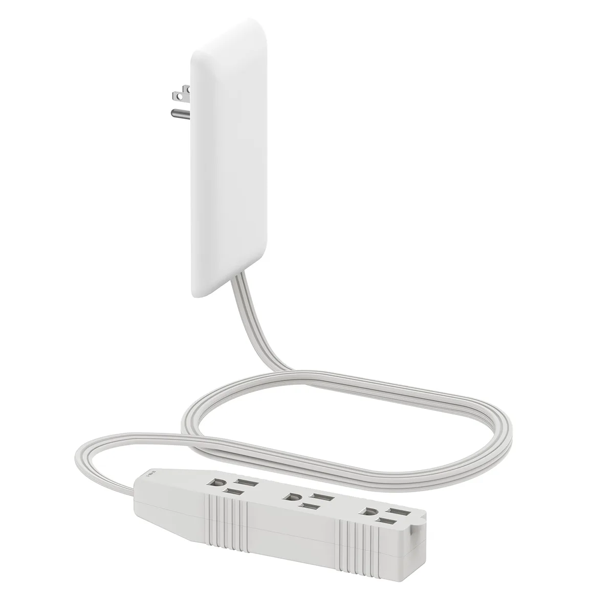  LIDER Flat-Face Outlet Extender 3 Receptacles 3ft Cord 1625W Matte White — product photo
