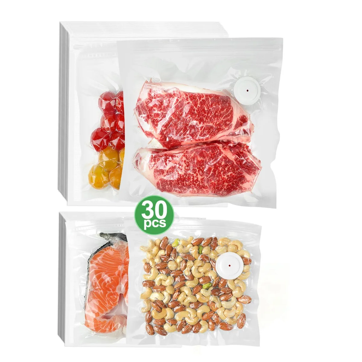 FoodSaver Vacuum Sealer Bags 30PCS 15 Large 10.8x10.2 15 Small 8.6x8.3 Clear — product photo