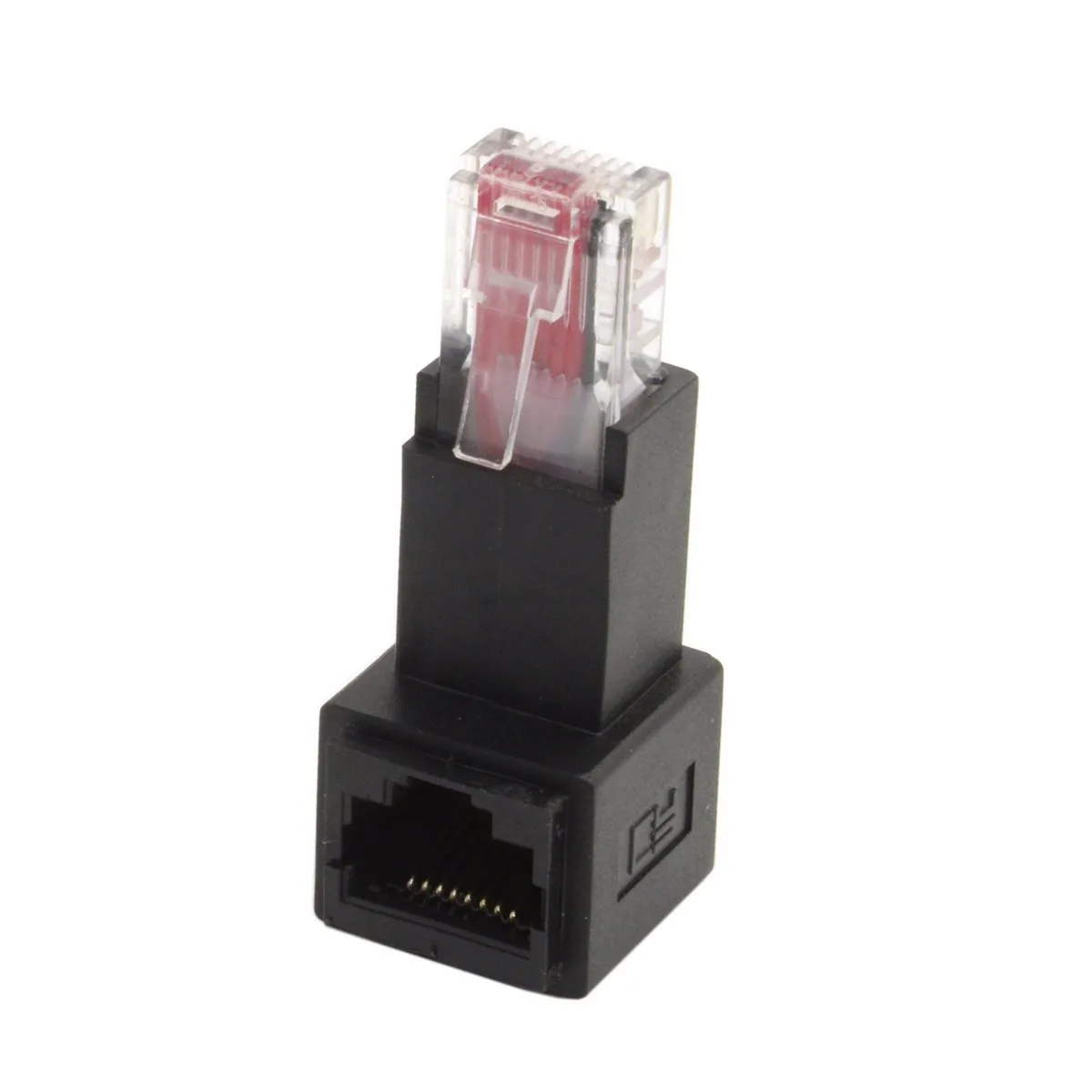 TeKit TeKit 90 Degree Down Angled RJ45 Cat 5e Male to Female Extension Adapter — product photo