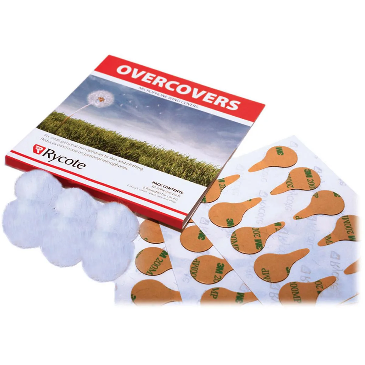 Rycote Rycote Overcovers Lavalier Microphone Wind Protection White 30 Stickies 6 Fur Discs — product photo