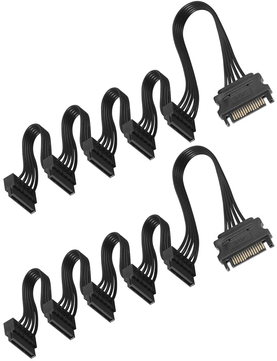 Cable Matters SATA Power Splitter Cords 15 Pin Male to Female 19.7 in 2 Pack Black — product photo