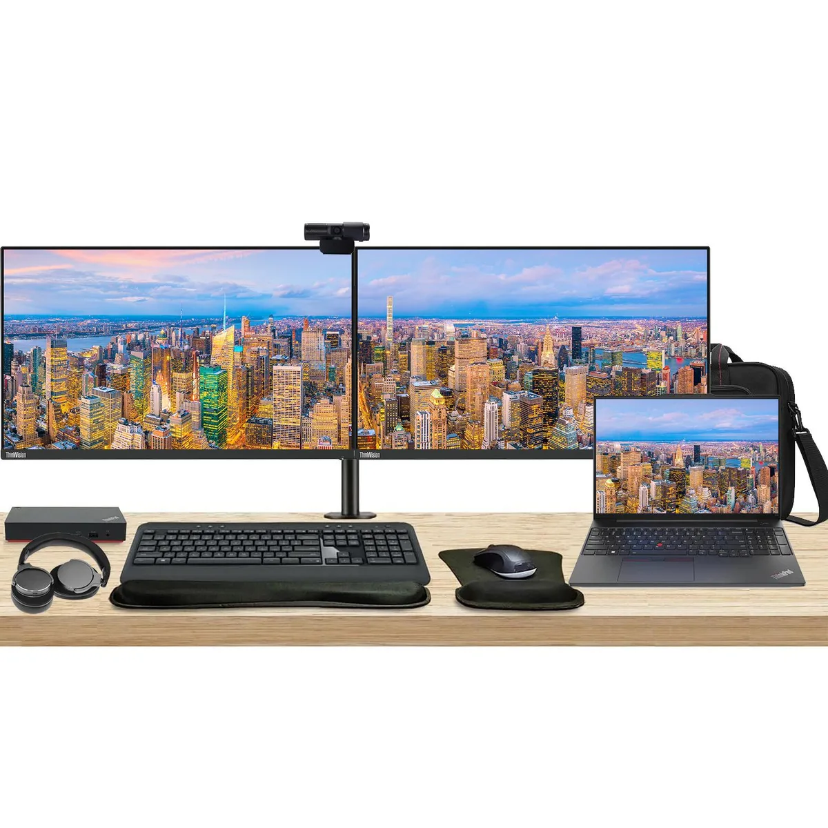 Lenovo Lenovo E16 16" Ryzen 7 16GB 512GB Bundle 2x 27" Monitors Dock MK540 — product photo