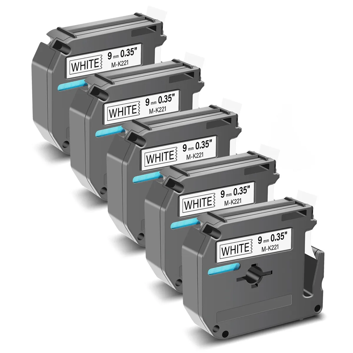 GREENCYCLE GREENCYCLE MK-221 9mm 26.2ft Label Tape Black on White 5 Pack — product photo
