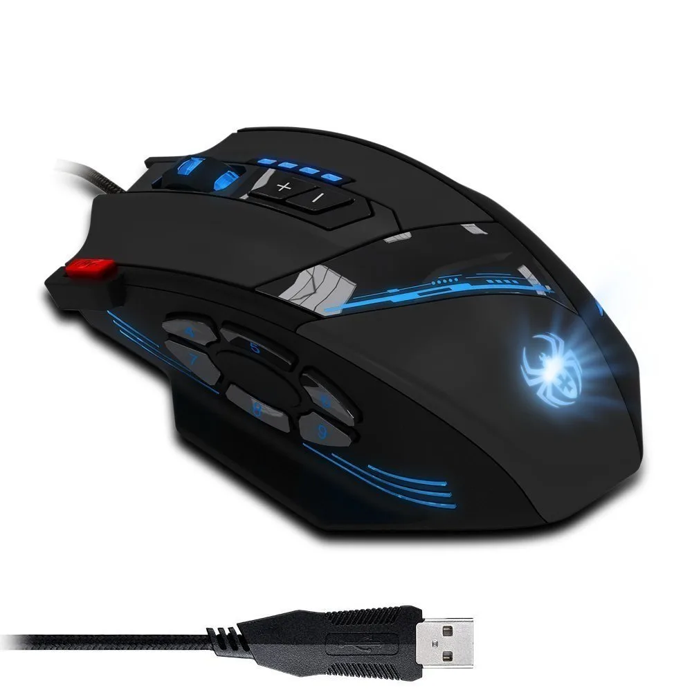 ESTONE ESTONE Gaming Mouse 4000 DPI 12 Buttons Wired USB 2.0 Left Hand Black — product photo
