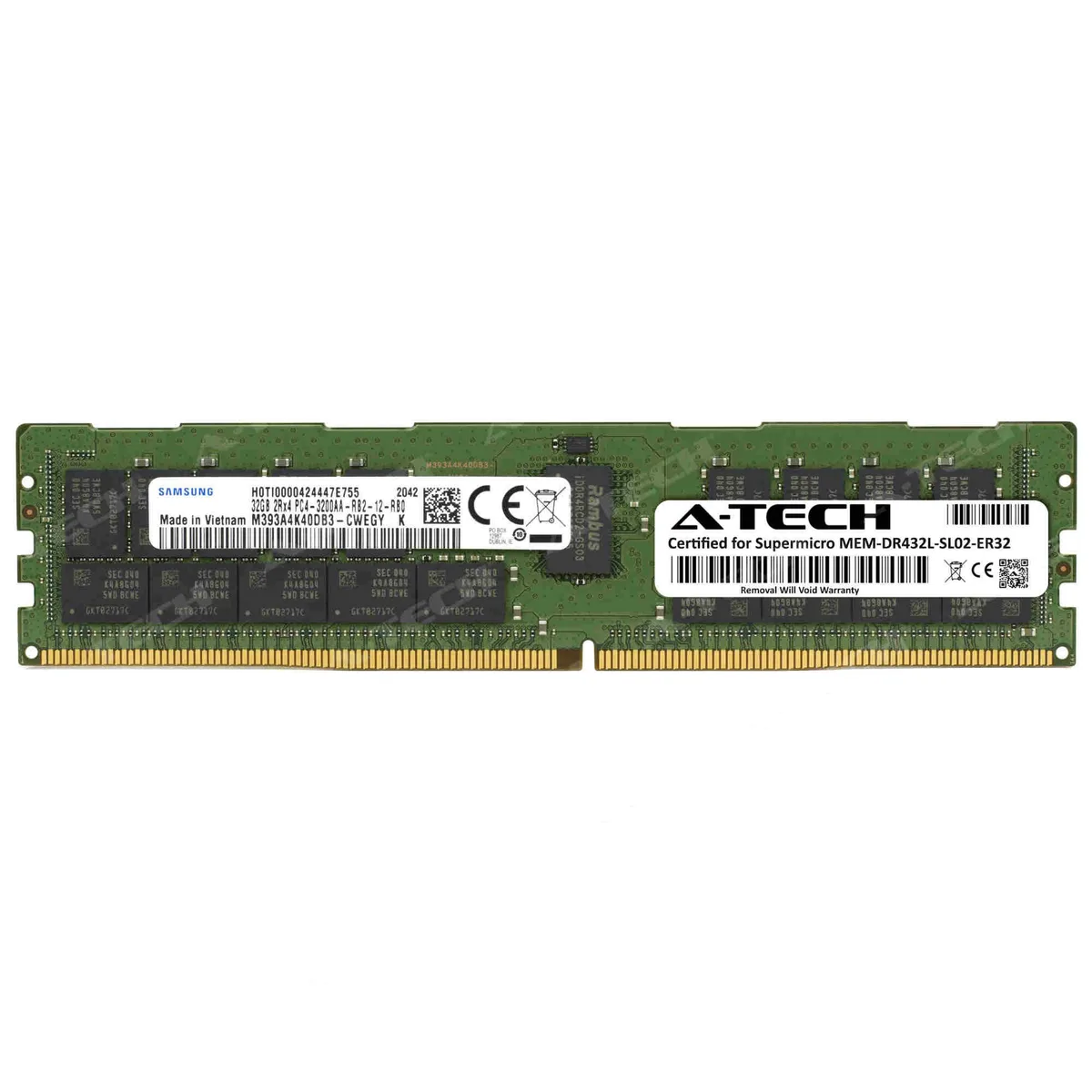 A-Tech A-Tech Supermicro Certified 32GB DDR4 3200 ECC RDIMM 2Rx4 CL22 1.20V — product photo