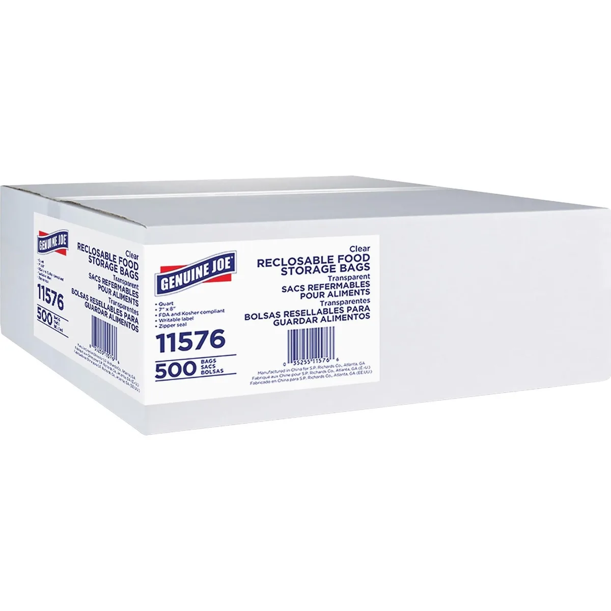 Genuine Joe Genuine Joe GJO11576 Reclosable Food Storage Bags 1-Quart 1.75mil 500/BX — product photo