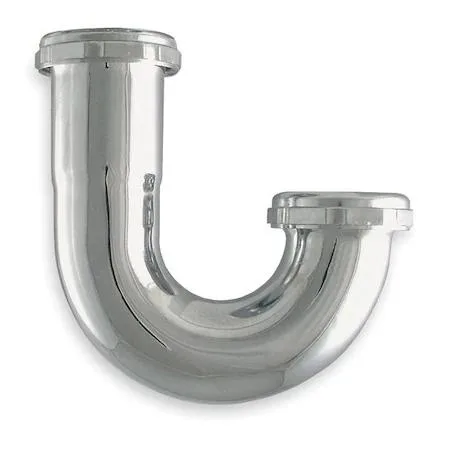 Chrome-finished brass J-bend trap with slip-joint connections