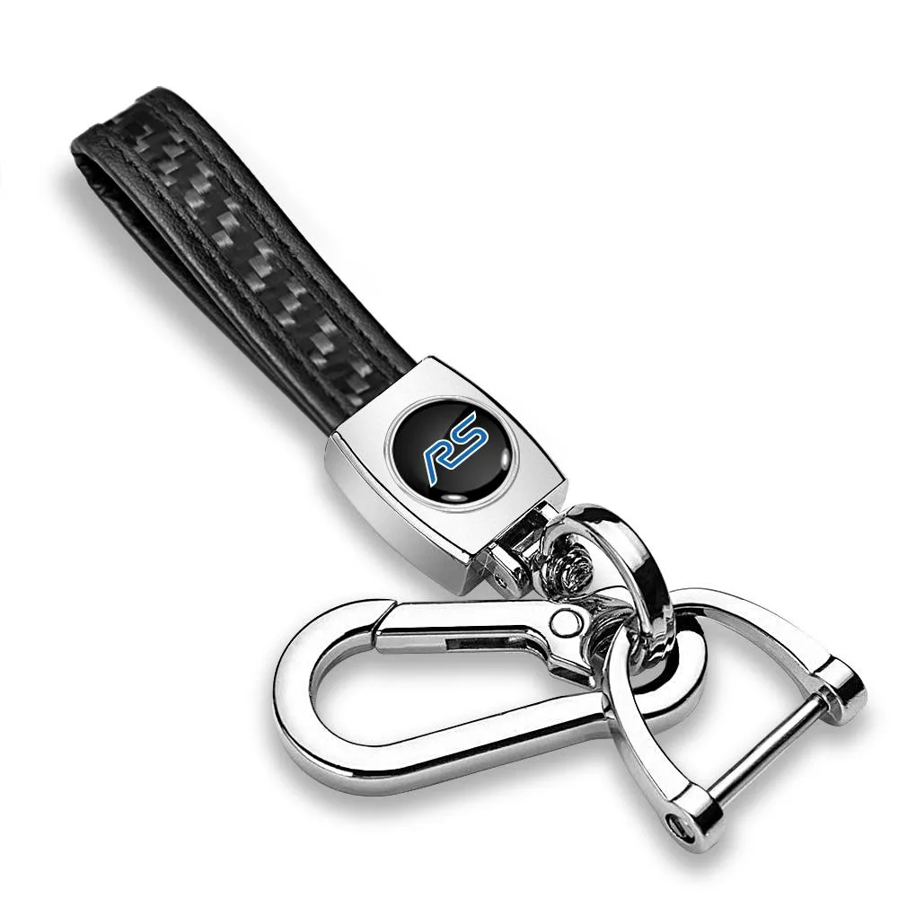 iPick Image, LLC iPick Image, LLC Ford Focus RS Black Carbon Fiber Loop-Strap Chrome Hook Key Chain — product photo