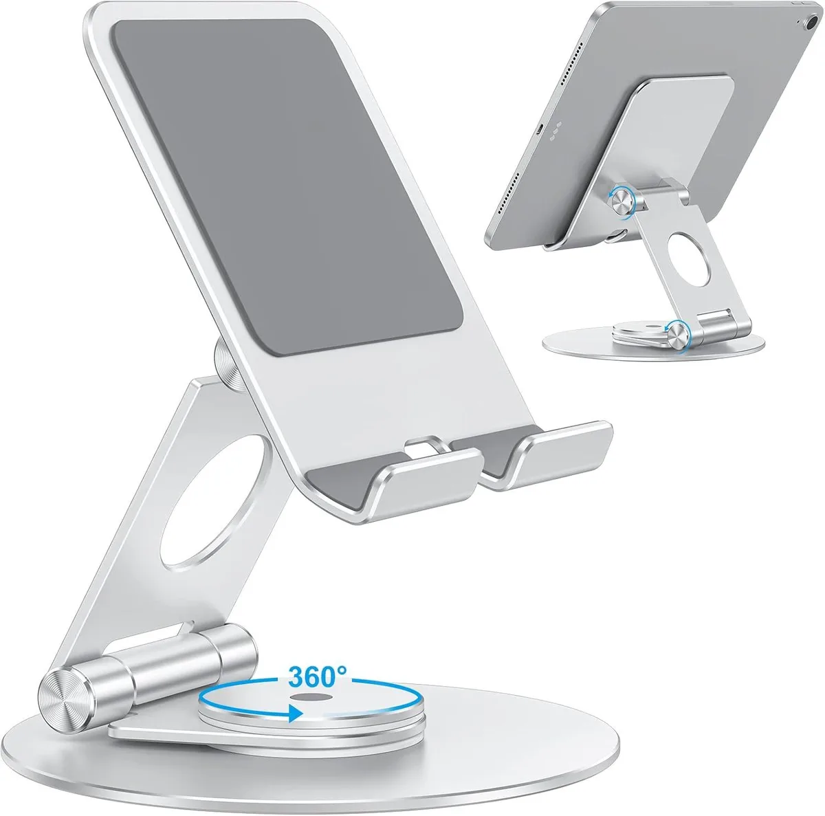 MCHOSE MCHOSE T6 Swivel Tablet Stand 360° Rotating Foldable Silver — product photo