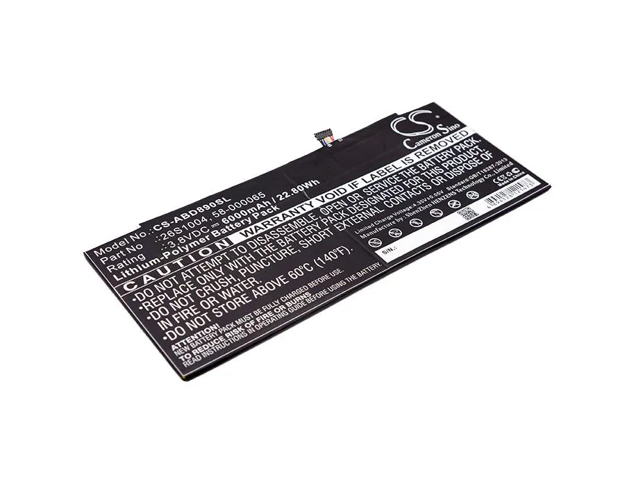 Rectangular replacement battery with smooth grey finish and printed labels