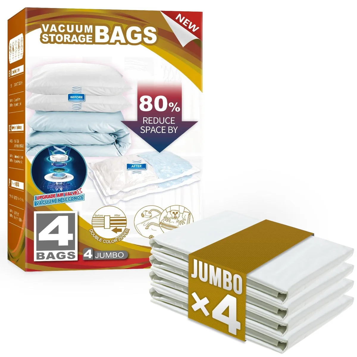  TAILI 4 Jumbo Vacuum Storage Bags 31×40 inch Cream — product photo