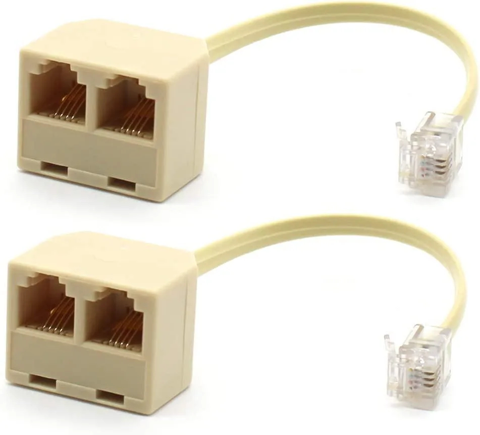 EVESKY EVESKY RJ11 6P4C Male to Dual Female Splitter Cable 13cm 2 Pack — product photo