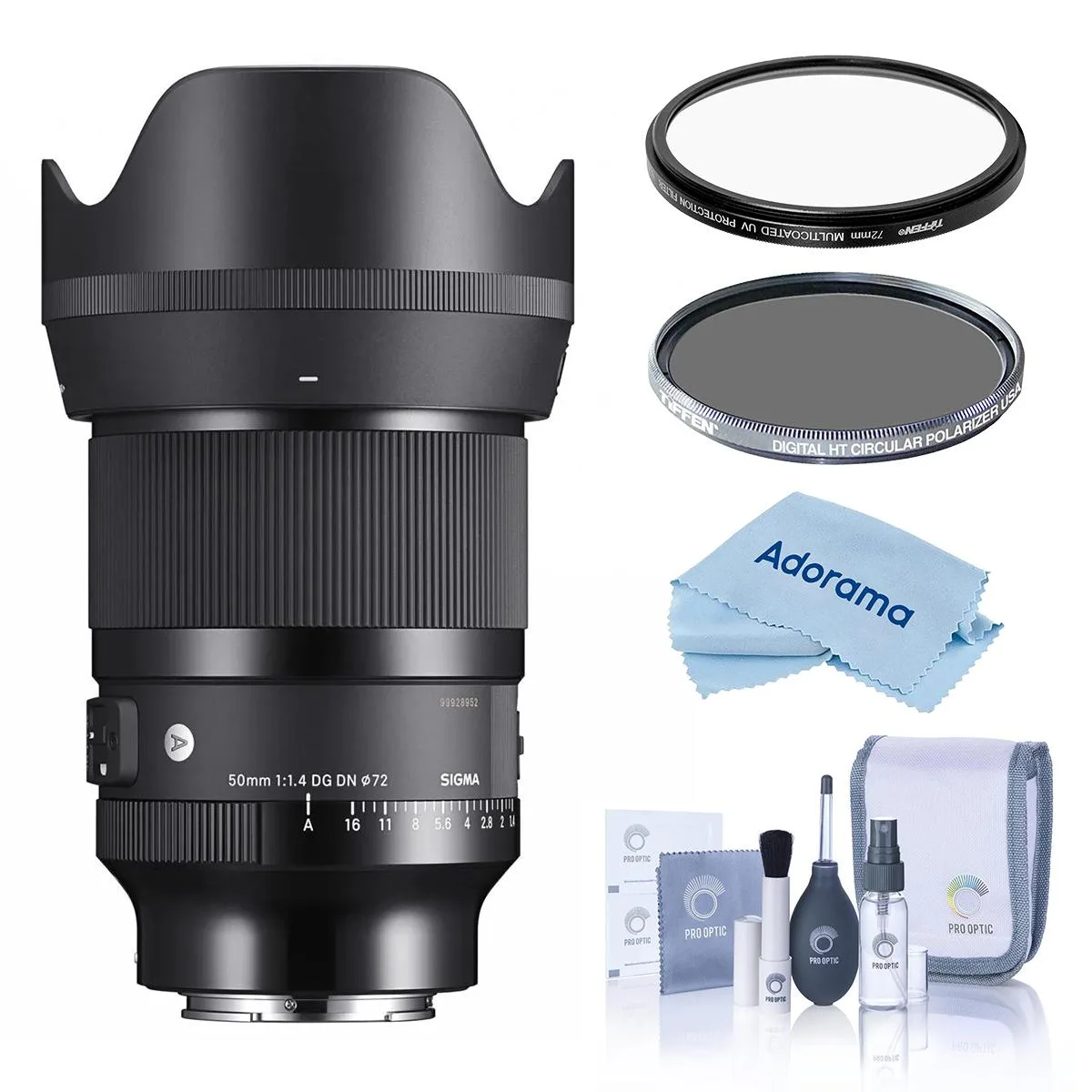 SIGMA SIGMA 50mm f/1.4 DG DN Art Lens for Sony E with Hoya 77mm UV CPL Filters — product photo