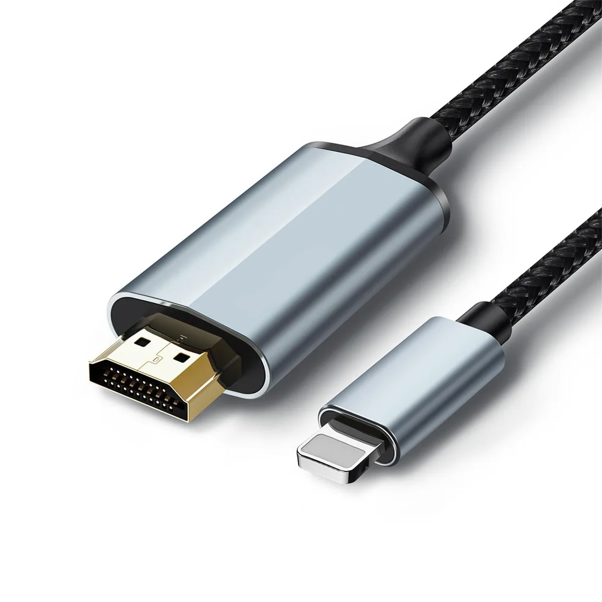  lulaven Lightning to HDMI Adapter Cable 1080P 6.6ft Grey — product photo