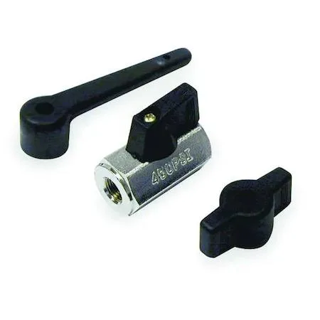 Small brass ball valve with straight body and lever handle