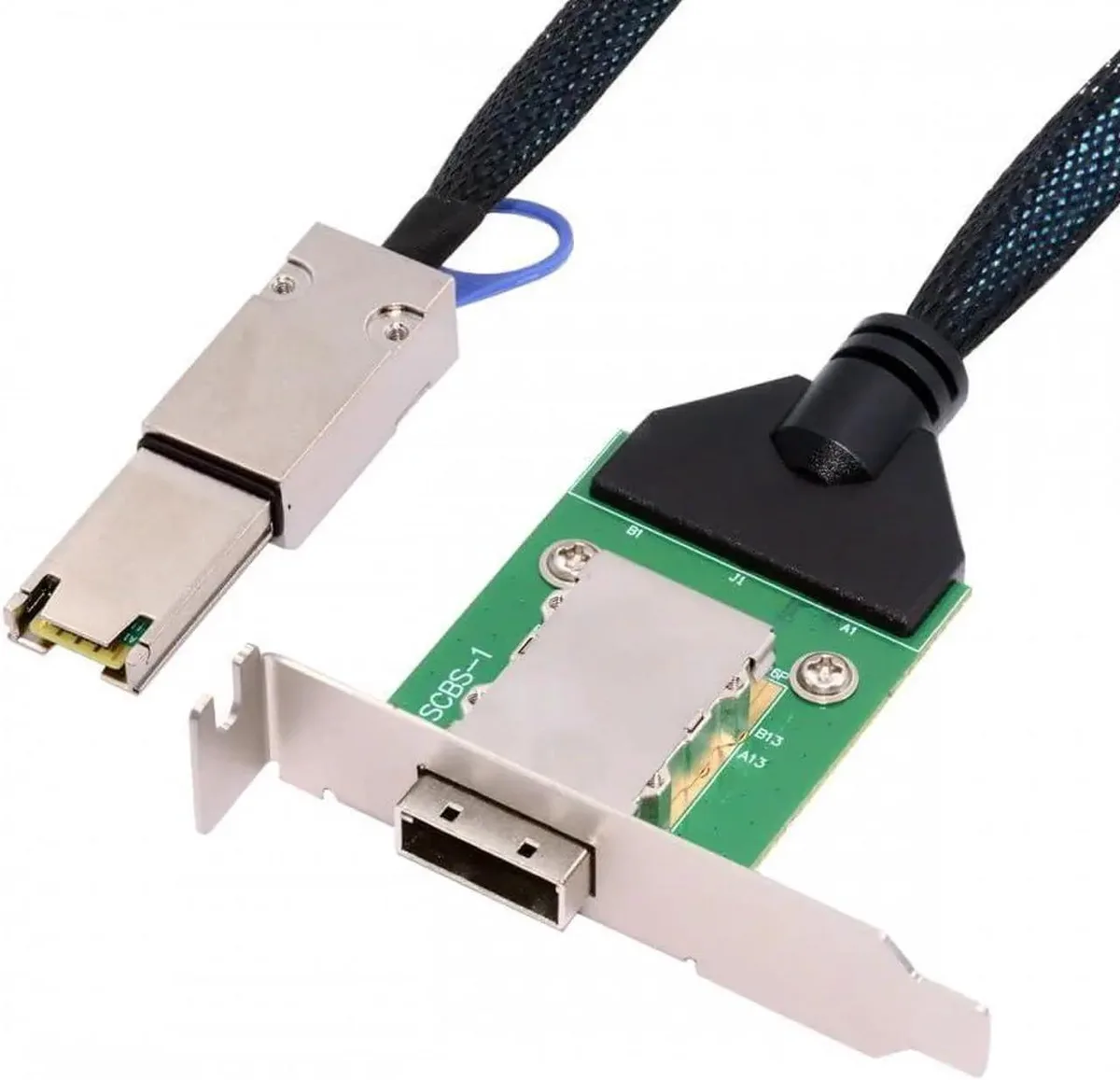 SMUGDESK SMUGDESK Internal Mini SAS SFF8087 Male to External SFF8088 Female Extension Cable with LowProfile Bracket — product photo